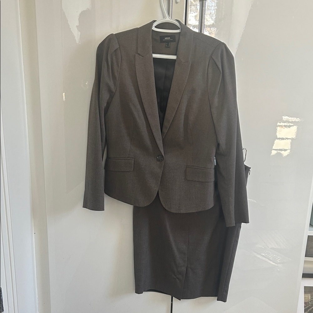 Mexx Metripolitan Brown Blazer and Skirt Suit Set
